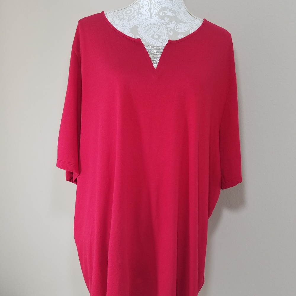 Catherine's Shirt 3X Red Chain Neckline 26/28